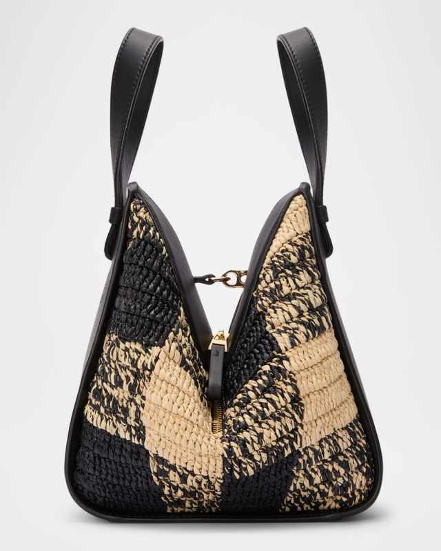x Paula's Ibiza Hammock Top-Handle Bag in Gingham Raffia